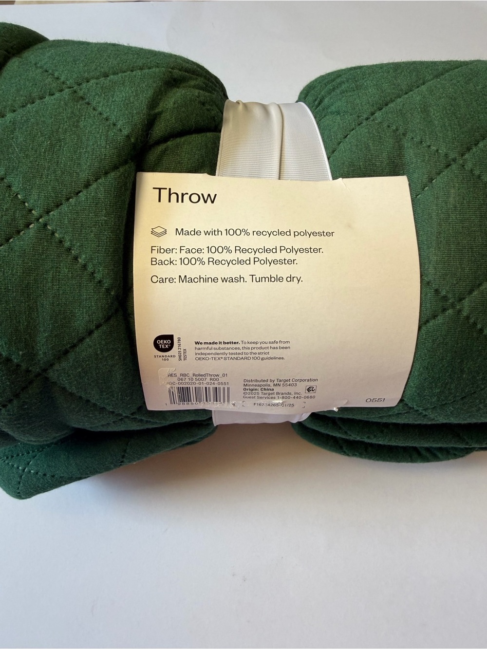Green Quilted Throw Blanket